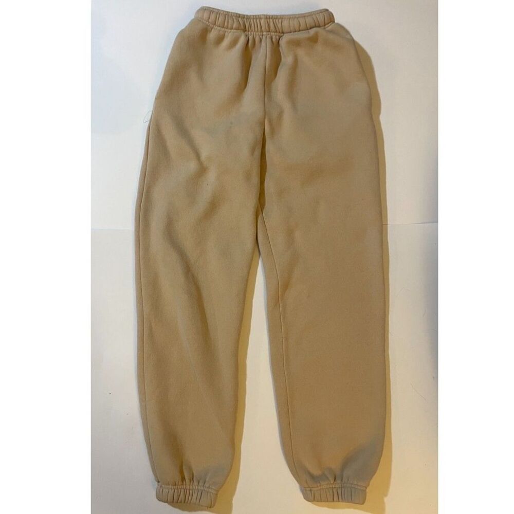 Princess Polly Dream Fleece Ankle Cuff Jogger Sweatpants Beige Tan Brown Size 0